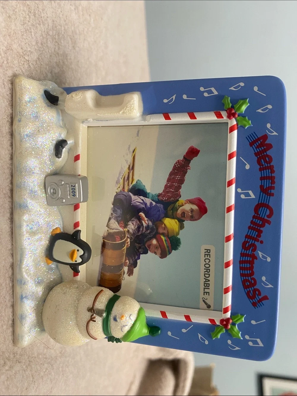 Hallmark Blue 'Merry Christmas' recordable Photo Frame ornament